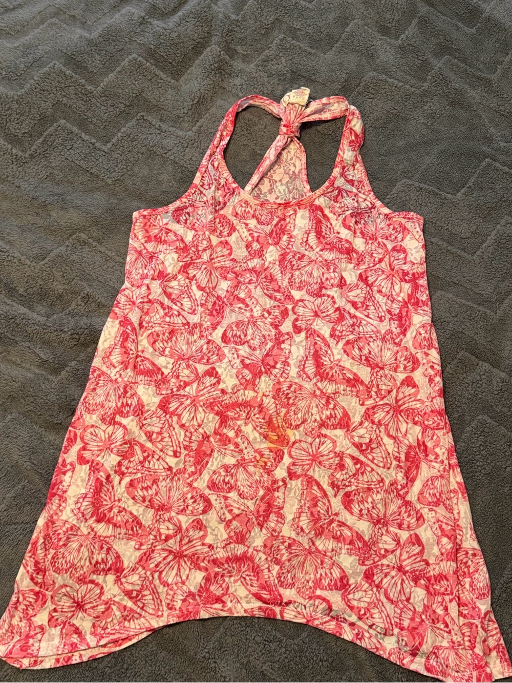 OP Girls' Pink Butterfly Halter Tank Dress